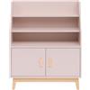 Rebecca Mobili Libreria per Bambini, Scaffale Montessoriano, Rosa Marrone, MDF Pino, con 3 Ripiani e 1 Vano, per Libri Giocattoli - Misure HxLxP: 100 x 80 x 33 cm - Art. RE7131