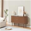 [en.casa] Mobile Contenitore con Ante Scorrevoli e Scomparti Interni Credenza Moderna Madia per Soggiorno Sala da Pranzo Ufficio 140 x 40 x 75 cm Effetto Noce