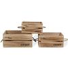 Rebecca Mobili Set 3 cassette in legno vintage, contenitori porta bomboniere, marrone chiaro, ordine casa giardino - Misure: 17 x 36 x 25 cm (HxLxP) - Art. RE4593