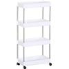 Rebecca Mobili Carrellino Salvaspazio, Scaffale Con Ruote, Bianco, Metallo Plastica, 4 Ripiani, Per Spezie Bagnoschiuma, Anti Umidita' - Misure: 85 x 40 x 23 cm (HxLxP) - Art. RE6746