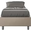 BS COM Letto singolo senza rete imbottito 80x190 similpelle tortora