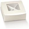 Generic 10 scatole bomboniere 8x8x3 cm Finestra Trasparente in PVC divisorio creazione bomboniera Fai da Te Vari Colori portaconfetti (Seta Bianca)