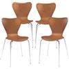 [en.casa] Set di 4 Sedie da Sala Pranzo Cucina Sala di Attesa Sedie Impilabili Gambe Cromate Scocca delle Sedie in Multistrato di Betulla - effetto Noce