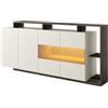 Vente-unique-Credenza 4 ante e 4 nicchie con LEDs Beige e le scuro - IDESIA