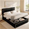 KeepGoon - Letto matrimoniale imbottito con spazio di archiviazione, 140 x 200 cm, letto con testiera, rete a doghe e cassettone, cassettone idraulico, letto per ragazzi, in velluto, letto funzionale