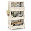 COSTWAY Carrello Portaoggetti Impilabile a 4 Piani con Ruote, Organizzatore in Plastica con Maniglie e Ganci, per Lavanderia, Bagno e Soggiorno (4 Livelli)