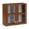 Linea Azzurra Pensile Cucina Sospeso 80 2 Ante con Vetrina 2 Ripiani Mobile in Legno Made in Italy H72xL80xP32 cm Facile da Montare (Noce Antico)