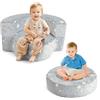 COSTWAY Divano in Schiuma Luminoso al Buio, Divano 2 in 1 per Bambini con Copertura Rimovibile e Lavabile, Poltrona per Bambini 3+ Anni per Cameretta e Soggiorno, 80 x 64 x 40 cm