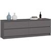 AKORD Cassettiera K 160 cm | 4 Cassetti | Moderna Mobiletto per il soggiorno Camera da letto Armadio Soggiorno Bagno | Salvaspazio | 160 x 55 x 40 cm | Grigio Grafite