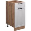 Vicco Mobiletto base per cucina Fame-Line, Bianco rustico, 40 cm senza piano di lavoro, per la combinazione con altri moduli della serie Fame-Line