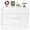FOREHILL Cassettiera Bianca con 5 Cassetti e 1 Ante,Cassettiera Camera da Letto in Legno,Mobiletto Multiuso per camera da letto, Soggiorno, Studio, Corridoio 100x40x80 cm Spedito in 2 pacchi Bianco