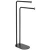 Inbagno Piantana Porta Asciugamani Bagno da Terra Nero Opaco, 30 x 17 x 82 cm, salvaspazio con Due Bracci