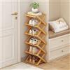 XZXWZX Scarpiera Pieghevole, Organizer Verticale per Scarpe in Bambù, Scaffale alto Multifunzionale e Stretto per Scarpe per Ingresso, Armadio, Angolo, Camera da Letto, Corridoio, Colore Legno, 6 Ripiani