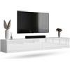 Planetmöbel Mobile TV West, porta TV lungo 200 cm, mobiletto TV sospeso o da appoggio, mobile TV per soggiorno, 2X mobile porta TV 37,8 x 100 x 30 cm, bianco