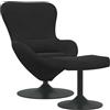 vidaXL Sedia Egg con Pouf Nero Velluto, Poltrona Moderna in Velluto, Sgabello Girevole Elegante, Comodo Sedile per il Soggiorno, Arredo Interno Chic