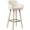 CLP Sgabello da bar imbottito con schienale Grant, sgabello con rivestimento in tessuto, struttura in legno fino a 150 kg, Colore:beige