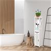 LANTUS Armadietto da bagno impermeabile, bianco a pavimento, per riporre oggetti per la casa, per WC, camera da letto, cucina, soggiorno-15 * 15 * 80cm - Bianco