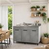 Linea Azzurra Sottolavello 120 con Lavello e Miscelatore Cucina con 3 Ante in Legno Made in Italy H85xL120xP50 cm Facile da Montare (Vasca a Sinistra, Cemento)