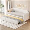 Lubvtti Divano letto estraibile 90/180×190 cm, letto multifunzione a righe verticali, tessuto lino, beige (materasso non incluso)