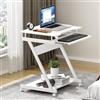 SogesHome Scrivania piccola scrivania per computer con 4 ruote, 2 di cui con freni, tavolo per PC a forma di Z con estrattore per tastiera per casa e ufficio, 60 x 48 cm