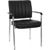 HJH Office 706802 Sedia visitatore SOMOS V ecopelle nero/cromo design sedia da conferenza con braccioli
