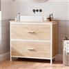 ELUCHANG Mobile sotto lavabo, Mobile Sottolavabo per Bagno slim 60x30x60cm con 2 cassetti, Mobile in legno MDF E1 e metallo, Antiacqua e antimuffa, Ideale per bagno piccolo e WC ospiti, Rovere/Bianco