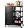 COSTWAY Carrello da Cucina con Ruote, Credenza Cucina con 4 Ripiani e 3 Cassetti, in Legno, Ideale per Cucina Ristorante e Bar, 67 x 37 x 83,5 cm (Nero)