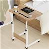 Rcynview Scrivania con Ruote, Tavolo Scrivania Altezza Regolabile Mobile Tavolino in legno per Camera da letto, Soggiorno e Camera dei Reparto 60x40x62-85 cm Marrone