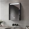 Sirhona Armadietto da bagno con specchio, supporto portaoggetti, bellezza, 48,5 x 70 x 13 cm, armadio da parete per il bagno, con 3 colori, luce dimmerabile, battiscopa, armadietto portaoggetti, nero