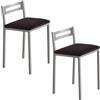 MOMMA HOME Sgabelli da cucina - Confezione da 2 sgabelli da cucina, panchette, sgabello bar, materiale metallo/ecopelle, MOLI, misure 34 x 34 x 65 cm (nero/argento)