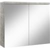 Badplaats B.V. Mobile da bagno con specchio Toledo 80 x 60 cm, grigio cemento, armadio da bagno con specchio e 2 ante