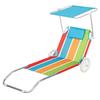 AKTIVE Carrello sdraio da spiaggia, 62x117x62 cm, 2 in 1, Include ombrellone rimovibile, Cuscino imbottito, Tasca in rete, Telaio in alluminio, Tessuto in poliestere