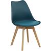 Totò Piccinni Sedia FUTURA con cuscino imbottito e gambe in LEGNO di faggio dal desing scandinavo (1, Petrolio)