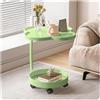 MUMUXIAO Tavolino a forma di C per piccoli spazi, tavolino mobile con ruote, tavolino mobile per soggiorno, camera da letto, tavolino da caffè, tavolino da caffè per divano letto (verde)