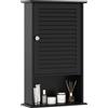 LIFEZEAL Pensile Bagno, in Legno, Mobiletto Bagno Salvaspazio, 42x17x70 cm, Pensile con Ante a Persiana e Mensola Aperta, Armadietto Sospeso con Ripiano Regolabile, Mobile da Muro per Cucina (nero)