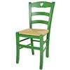 t m c s Tommychairs - Sedia modello Cuore per cucina bar e sala da pranzo, robusta struttura in legno di faggio verniciata in anilina verde e seduta in paglia