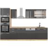 Vicco Cucina componibile R-Line, Antracite lucido/oro power oak, 300 cm con armadio alto, PL Rovere, per l'espansione personalizzata tramite moduli aggiuntivi compatibili