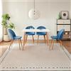 DEYARNA HOME Set di Mobili per Sala da Pranzo, Set da Pranzo da 5 Pezzi, Tavolo da Pranzo con 4 Sedie in Velluto, Set di Mobili Salvaspazio (Blu+Bianco), 110 * 70 * 74cm
