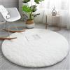 Morbuy Soffice Tappeto Morbido Tappeto a Rotondo Moderno Antiscivolo Lavabile Tappeti Peloso Interno Decorativo per Sedia Girevole Salotto Camera da Letto (Bianco,100 cm)