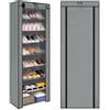 BALLSHOP Scarpiera 58 x 28 x 158 cm, scarpiera con 10 ripiani, con rivestimento antipolvere, per scarpe sportive con tacco alto (grigio)