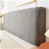 ENEN Elastica Copertura per Testiera, Jacquard-Foglie Antipolvere Lavabile Fodera Testiera, Letto Protez Copri Testata del Letto Matrimoniale Singolo Protezione (180cm,Grigio Scuro)