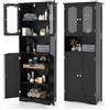 RELAX4LIFE mobile Dispensa a 4 Ante, Credenza da Cucina Alta con 5 Ripiani, Credenza con 2 Ripiani Regolabili, Alto Multiuso per Sala da Pranzo, Soggiorno, Ufficio, Nero/Bianco (NERO)