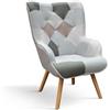 Mar.c.a. Design - Poltroncina Soggiorno in Tessuto - Struttura Sedia in Metallo Gambe Legno - Made in Italy