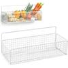 Gsycle Scaffale portaoggetti da cucina, cestini portaoggetti da parete di grande capacità montati a parete, cestini in filo metallico per la cucina della camera da letto del dormitorio (Bianco)