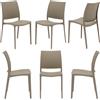 REDÒKASA Set 6 sedie in polipropilene MOON impilabile resistente ai raggi UV design moderno ideale per sala da pranzo, cucina, giardino, bar (Tortora, 6)