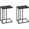 WOLTU Set di 2 Tavolino Laterale da Divano Tavolo da Caffè Supporto Piano D'appoggio in Legno Metallo TSG17sz-2