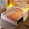 DACHETOU Letto giornaliero, divano letto, 90 × 200 cm, 180 × 200 cm, design multifunzionale, rete a doghe in velluto, beige, senza materasso