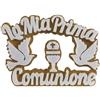 Generic Scritta La Mia Prima Comunione con Colombe Fondo Oro Decorazioni Centrotavola 35 x 25 x 5 cm.