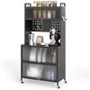 KOMFOTTEU Credenza da Cucina a 5/6 Livelli, Armadietto Dispensa con 4 Ruote Universali, 4 Ganci e 10 Tasselli, Ripiano in Ferro, Mobile Buffet per Soggiorno, Sala da Pranzo (Grigio, 80 x 40 x 164 cm)