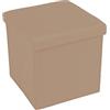 Home Tresor - Pouf Contenitore, Cubo Contenitore Poggiapiedi, Sgabello Quadrato Pieghevole Basso, Scatola Porta Giochi Bambini, Cassa cm. 30x30x30 (Light Beige)